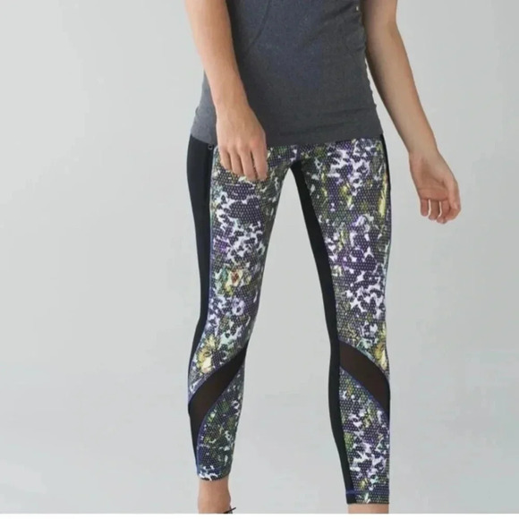 Lululemon Inspire Tights II Full-On Luxtreme (mesh) Floral Sport Sz 8 - Picture 2 of 10